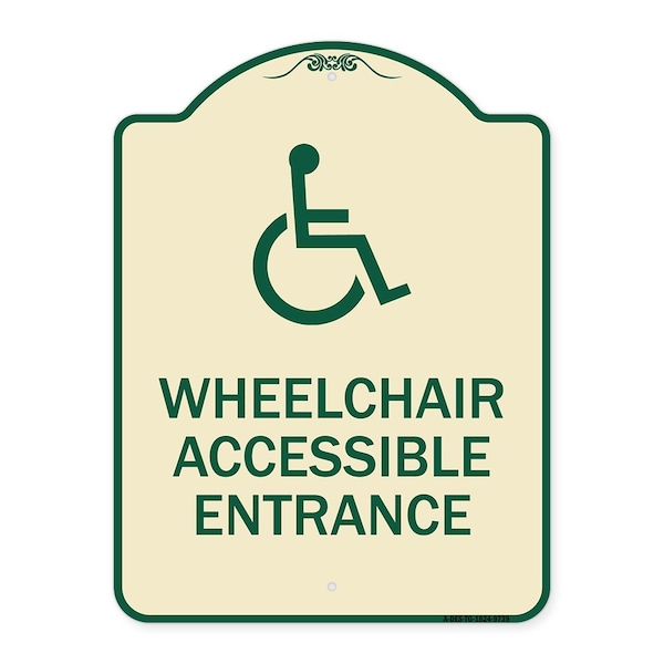Signmission Designer Series-Wheelchair Accessible Entrance Tan & Green, 24" H, TG-1824-9739 A-DES-TG-1824-9739 - main